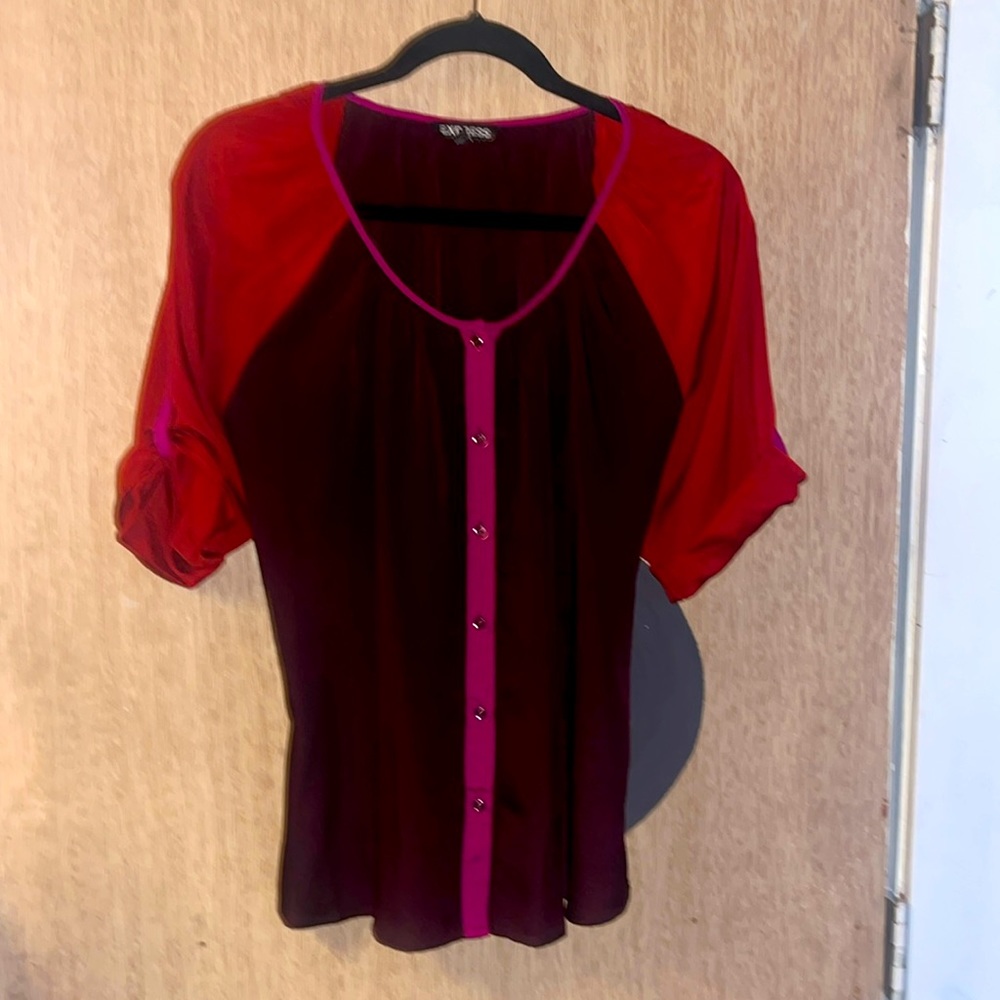 EXPRESS Color block Button Down Blouse Size L